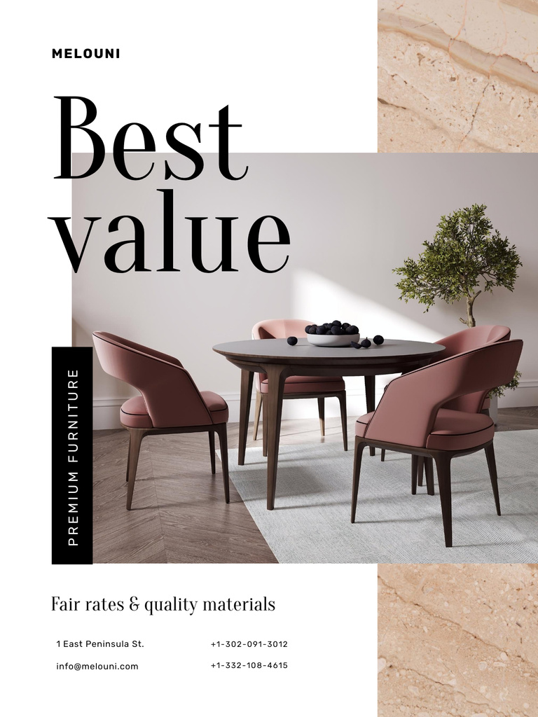 Designvorlage Furniture Offer with Gorgeous Home Interior in Neutral Colors für Poster US
