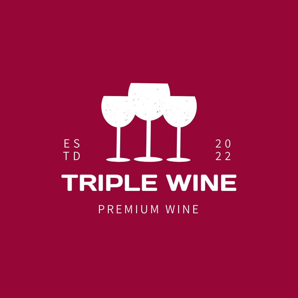 Premium Winery Ad with Three Glasses Logo Tasarım Şablonu