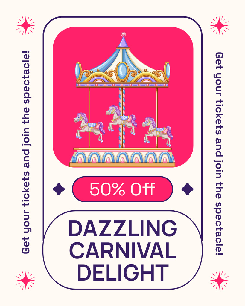 Amazing Carnival With Attractions At Half Price Instagram Post Vertical Πρότυπο σχεδίασης