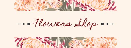 Flowers Shop Offer with Tender Peonies Facebook cover Design Template