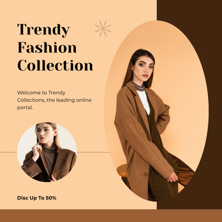 Designvorlage Modekollektion mit braunen Farben für Instagram