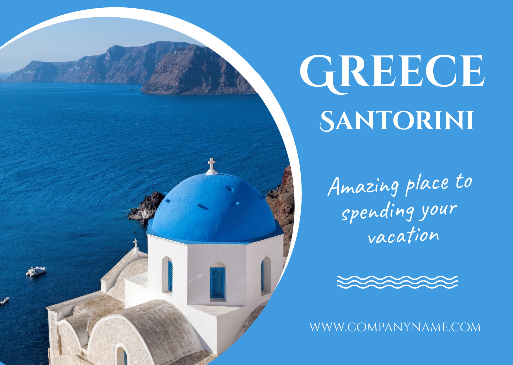 Greece Tour For Vacation With Sightseeing Postcard Šablona návrhu