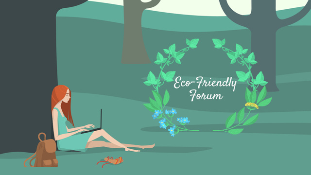 Template di design Girl with Laptop sitting under Tree FB event cover