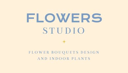 Platilla de diseño Flowers Studio Advertisement with Funny Cat and Home Plant Business Card US