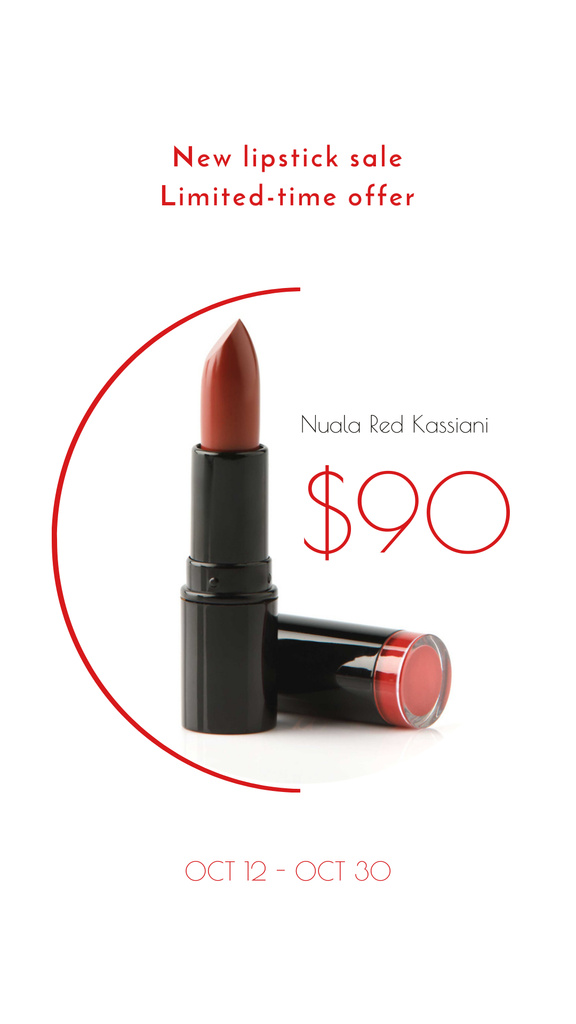Designvorlage Minimalist Cosmetics Sale with Red Lipstick für Instagram Story