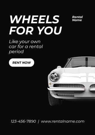 Advertisement for Car Hire Service with Young Couple Poster Modelo de Design