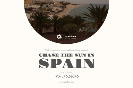 Travel to Spain in Sunny Season Poster 24x36in Horizontal Design Template