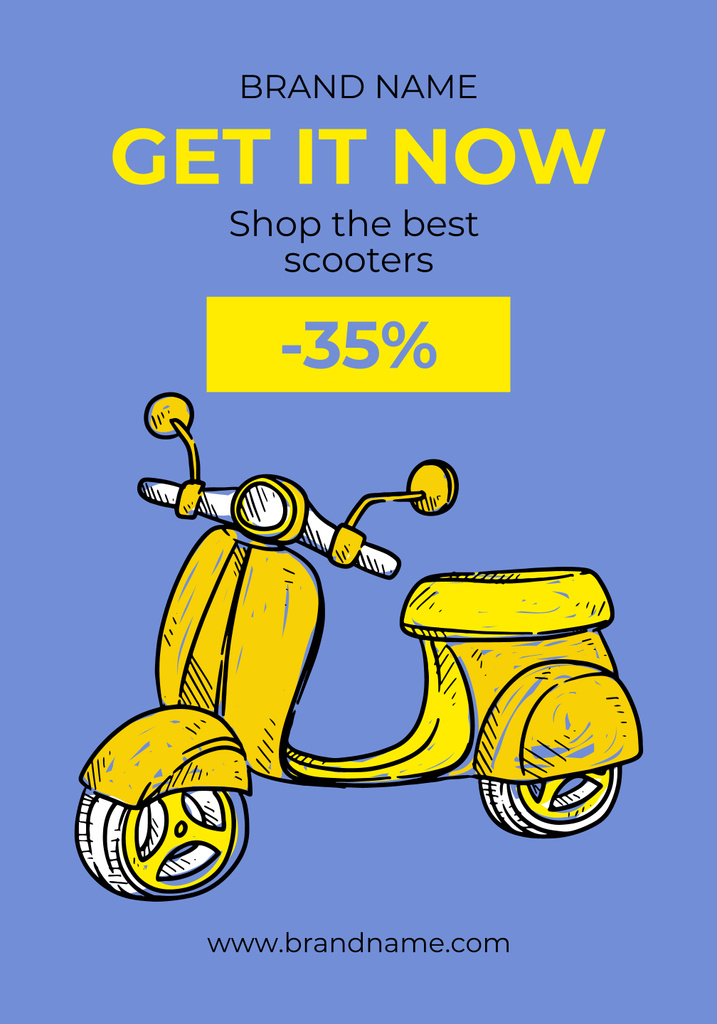 Scooter Discount Announcement in Blue Poster 28x40in – шаблон для дизайна