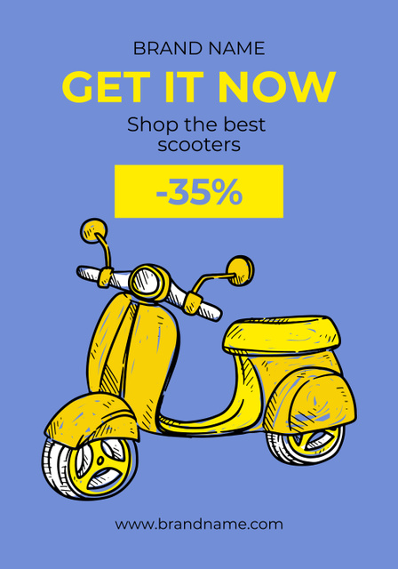 Scooter Discount Announcement in Blue Poster 28x40in – шаблон для дизайну