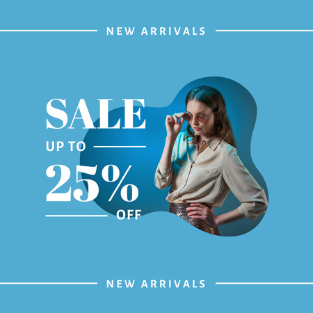 Fashion Sale Advertisement with Attractive Woman Instagram Design Template