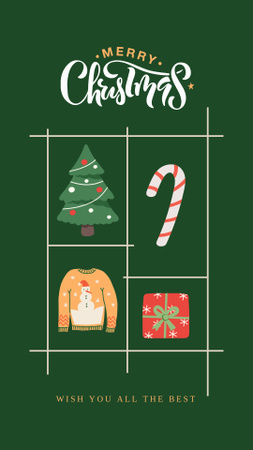 Plantilla de diseño de Saludo de feliz Navidad con atributos navideños. Instagram Story 