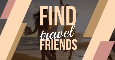 Designvorlage Travel motivational with people running on sandy beach für Facebook AD