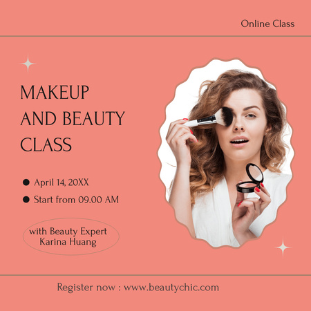 Plantilla de diseño de Oferta de clases de belleza y maquillaje en línea Instagram 