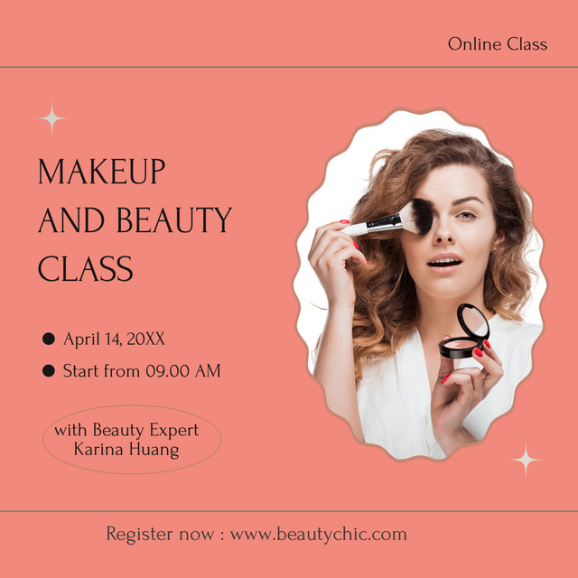 Ontwerpsjabloon van Instagram van Online Beauty and Makeup Class Offer