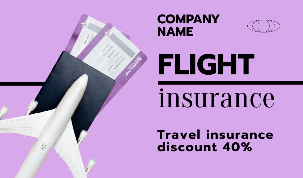 Flight Insurance Discount Offer Business card Πρότυπο σχεδίασης