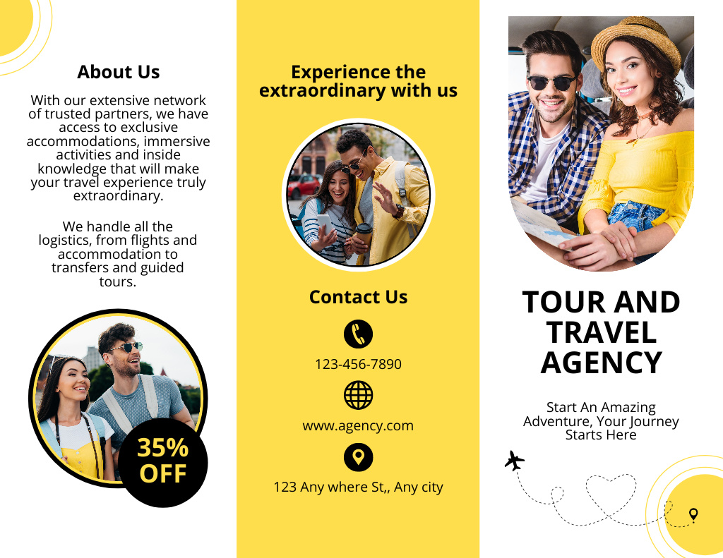 Ontwerpsjabloon van Brochure 8.5x11in van Tours Information from Travel Agency
