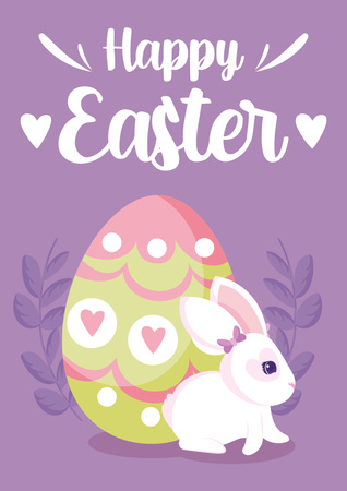 Cute Easter Holiday Greeting Poster Tasarım Şablonu