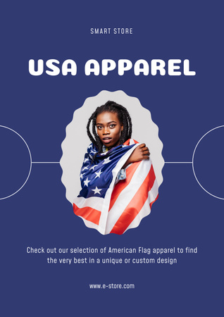 Template di design Abbigliamento colori bandiera USA Poster