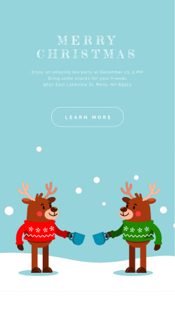 Designvorlage Happy deer in Christmas Sweaters für Instagram Video Story