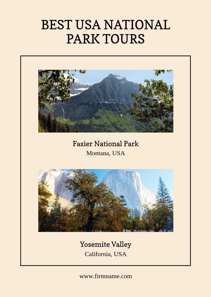 USA National Park Tours Offer Postcard A6 Vertical Šablona návrhu