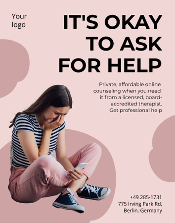 Professional Psychological Help Offer Poster 22x28in Πρότυπο σχεδίασης