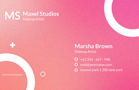 Vaaleanpunainen meikkitaiteilijapalvelumainos Business Card 85x55mm Design Template