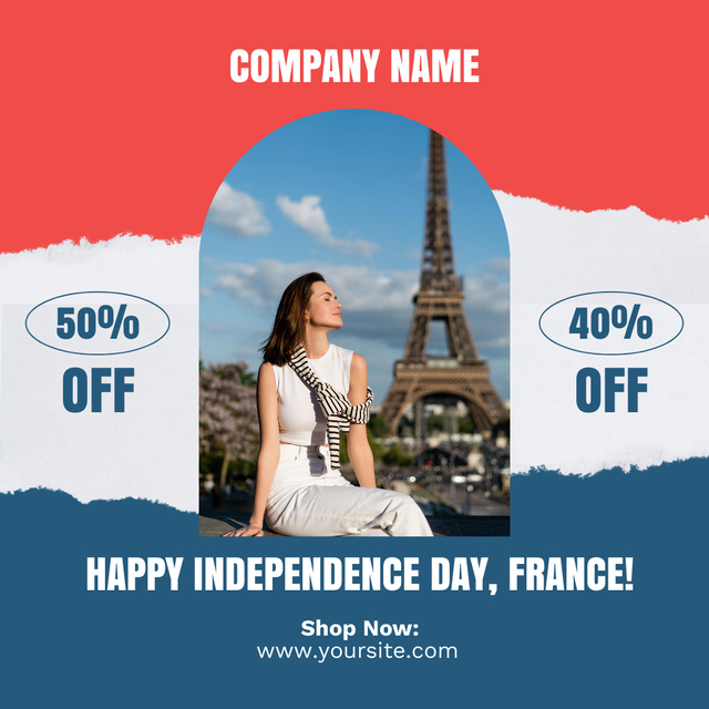 Szablon projektu French Independence Day Sale with Eiffel Tower Instagram