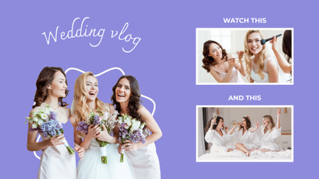 Plantilla de diseño de Vlog de bodas con novia y damas de honor YouTube outro 