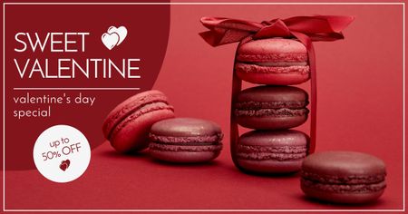 Valentine's Day Macaroon Special Discount Facebook AD Design Template