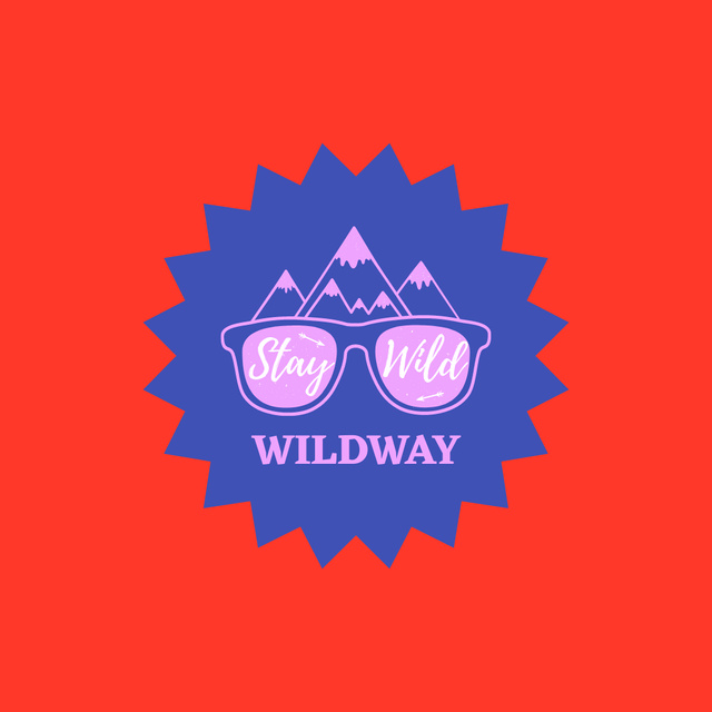 Platilla de diseño Emblem with Mountains in Sunglasses Logo