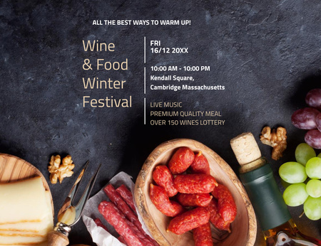 Food and Wine Festival Announcement Invitation 13.9x10.7cm Horizontal Design Template