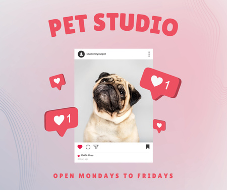 Kuva yrityksestä Pug for Pet Studio Facebook Design Template