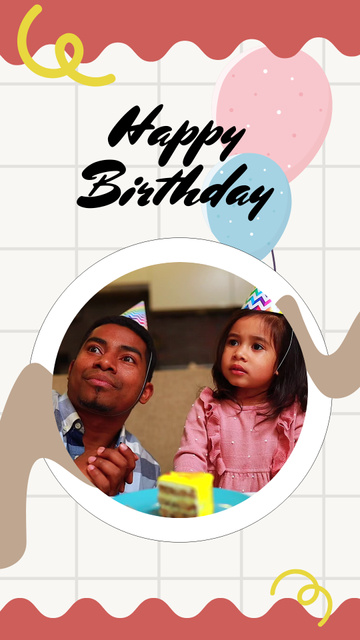 Cake And Blowing Candles On Child's Birthday Instagram Video Story Design Template