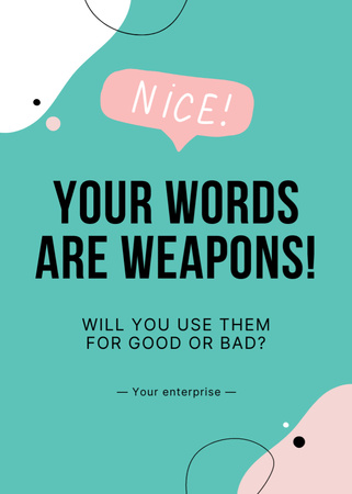 Ontwerpsjabloon van Postcard 5x7in Vertical van Awareness about Words are Weapons