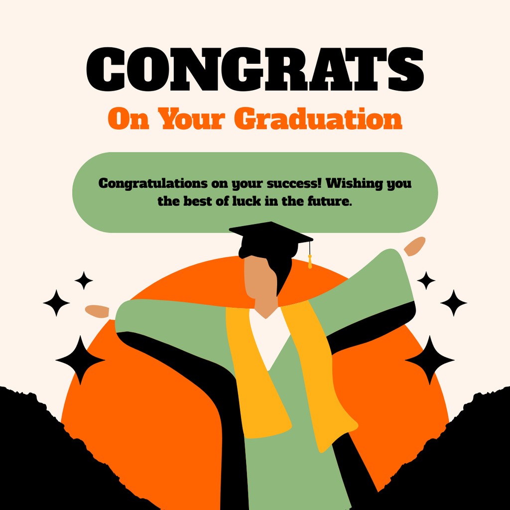 Congrats and Best Wishes to Graduate LinkedIn post Design Template