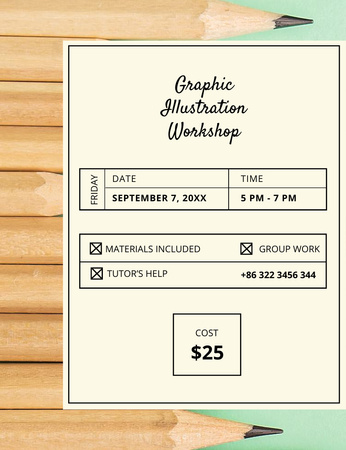 Drawing Workshop With Graphite Pencils Invitation 13.9x10.7cm – шаблон для дизайну