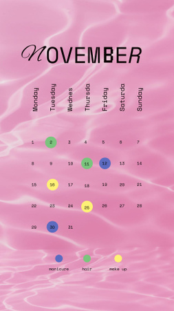 Cute Calendar on Pink Water Background Instagram Video Story Design Template