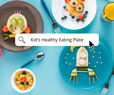 Designvorlage Kid's Healthy eating in Plates für Facebook