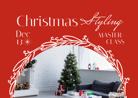 Karácsonyi ünnepi stílus mesterkurzus hirdetés Flyer A6 Horizontal tervezősablon