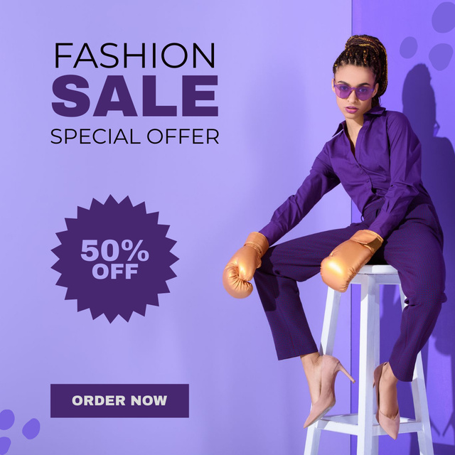 Ontwerpsjabloon van Instagram van Women's Garment Line Offer on Purple