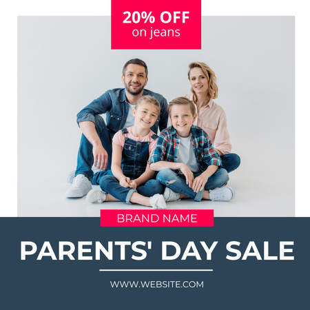 Parents' Day Sale with Family Sitting Together Instagram Design Template