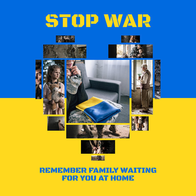 Motivation to Stop War in Ukraine Instagram tervezősablon