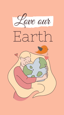 Woman Hugging Planet Earth Instagram Video Story Design Template