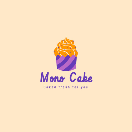 Designvorlage bäckereianzeige mit leckerer cupcake-illustration für Logo