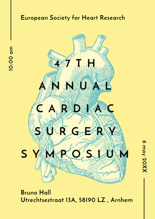 Medical Event Announcement with Anatomical Heart Sketch Poster Design Template