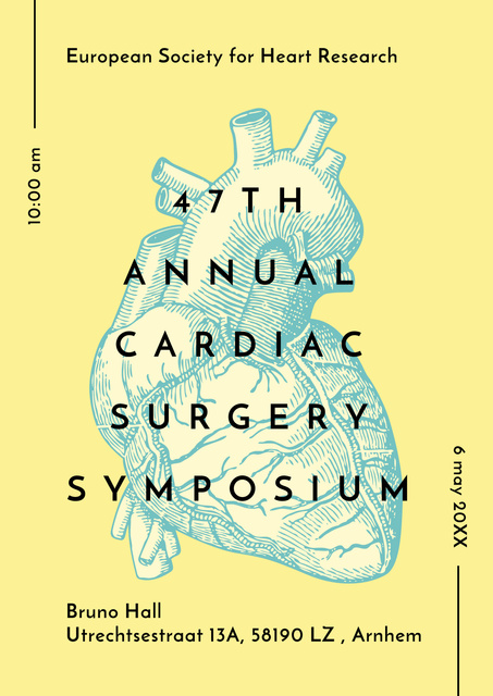 Medical Event Announcement with Anatomical Heart Sketch Poster – шаблон для дизайна
