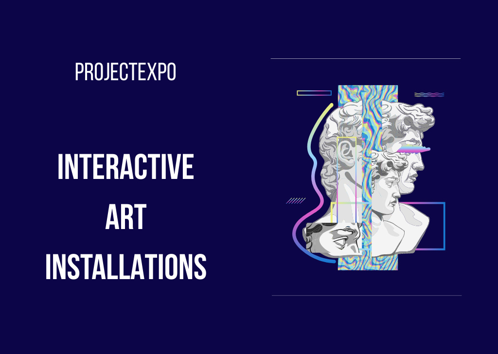 Interactive Art Installations with White Text Flyer A6 Horizontal Tasarım Şablonu