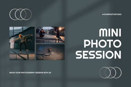 Mini Photo Session Offer with Skateboarder Mood Board Modelo de Design