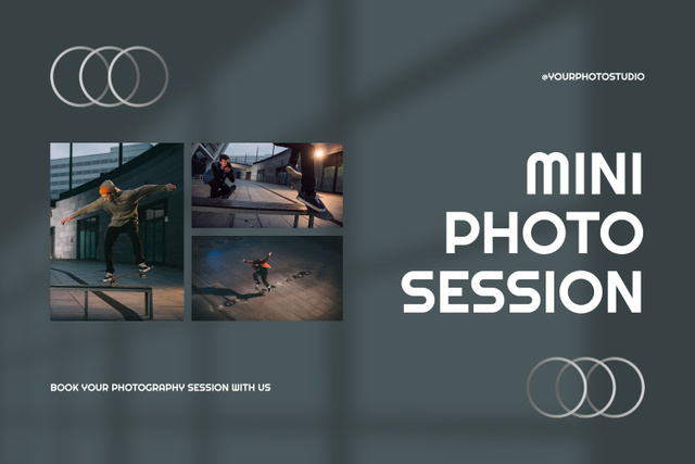 Ontwerpsjabloon van Mood Board van Mini Photo Session Offer with Skateboarder