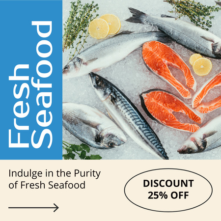 Offer of Fresh Seafood with Cooked Salmon Animated Post Design Template